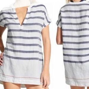 Athleta Striped Tunic Dress V Neck Short Sleeve Casual Beach Cover‎ Up XL